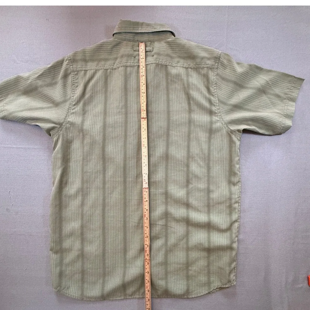 The North Face Mens Sage Green Striped Short Sleeve Button Up AT8H Size M 2157